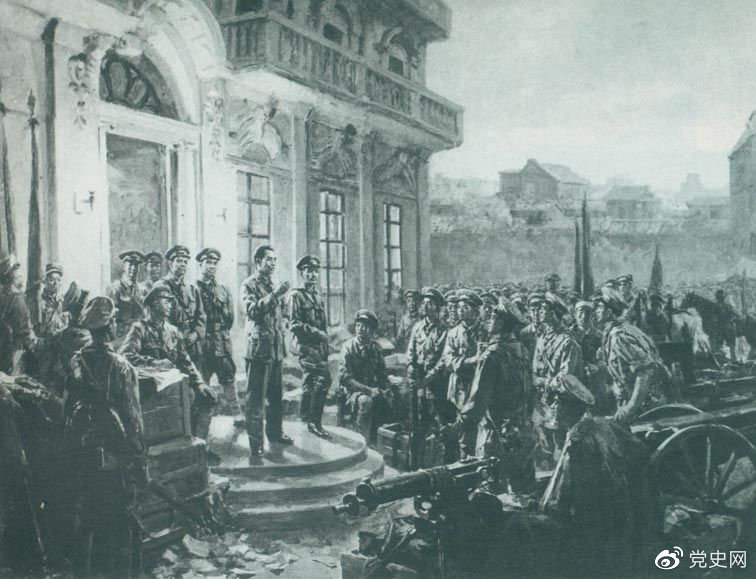 1927年8月1日，南昌起義爆發(fā),標(biāo)志著中國(guó)共產(chǎn)黨獨(dú)立領(lǐng)導(dǎo)革命戰(zhàn)爭(zhēng)、創(chuàng)建人民軍隊(duì)和武裝奪取政權(quán)的開端，開啟了中國(guó)革命新紀(jì)元。這是《八一起義》油畫。